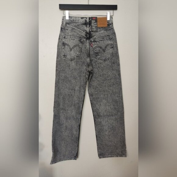 Levi's Ribcage High Rise Straight Leg Ankle Grey Wash Jeans - Picture 11 of 16